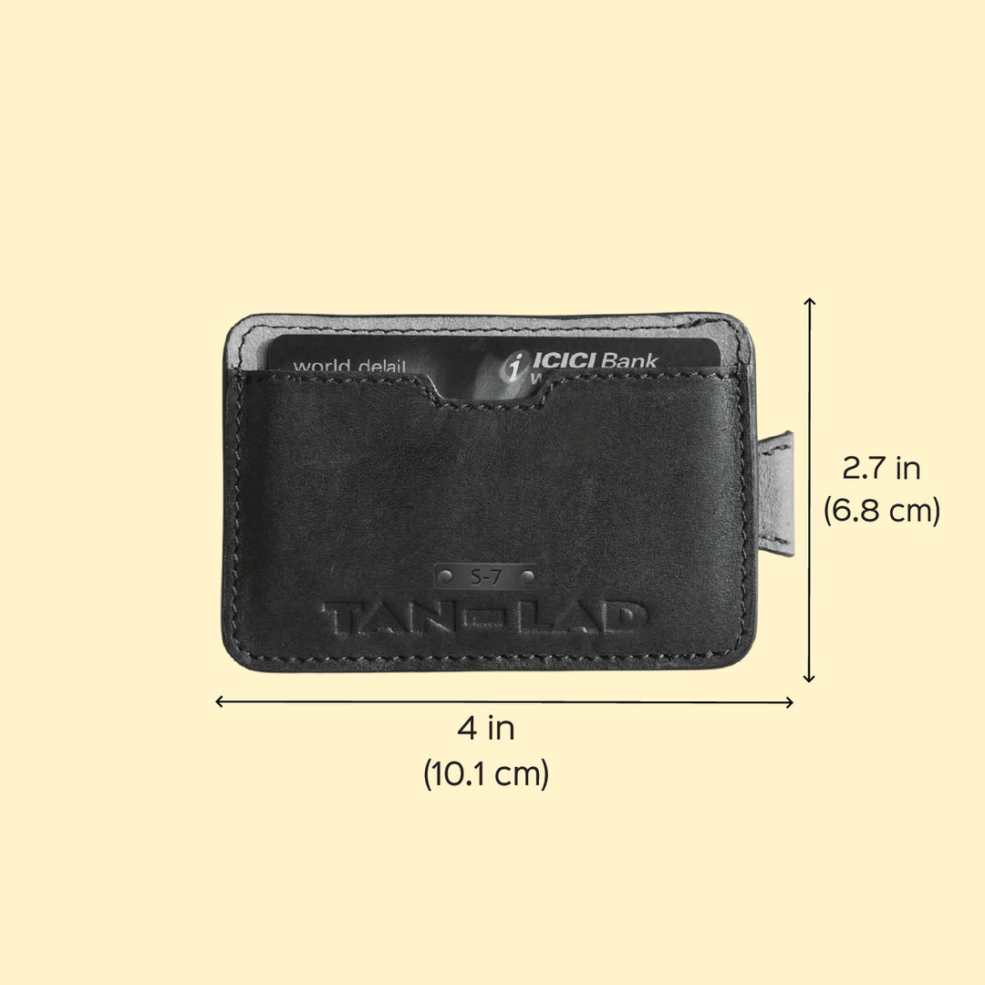 Personalized Dark Brown Kai Leather Card Holder With Lining