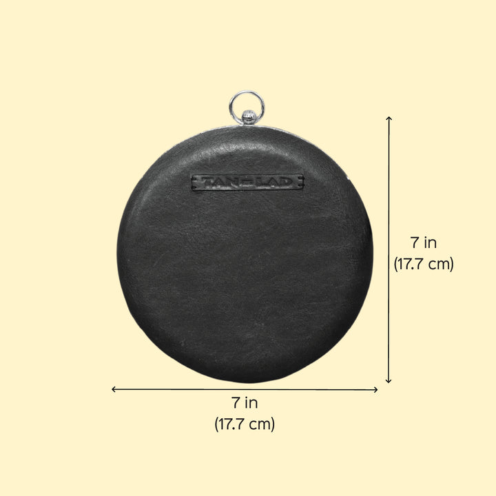 Personalized Black Round Leather Clutch