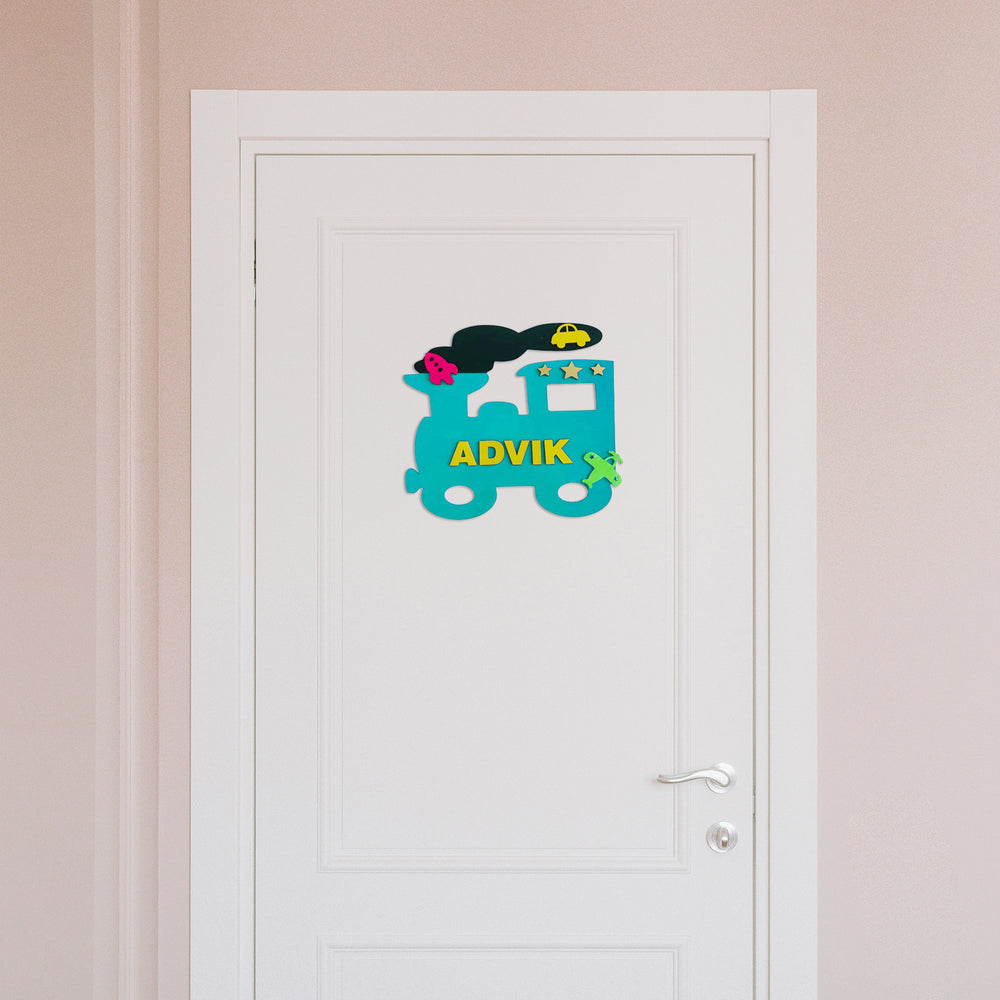 Train Theme Kids Name Plate - Mounted on Door Front Center