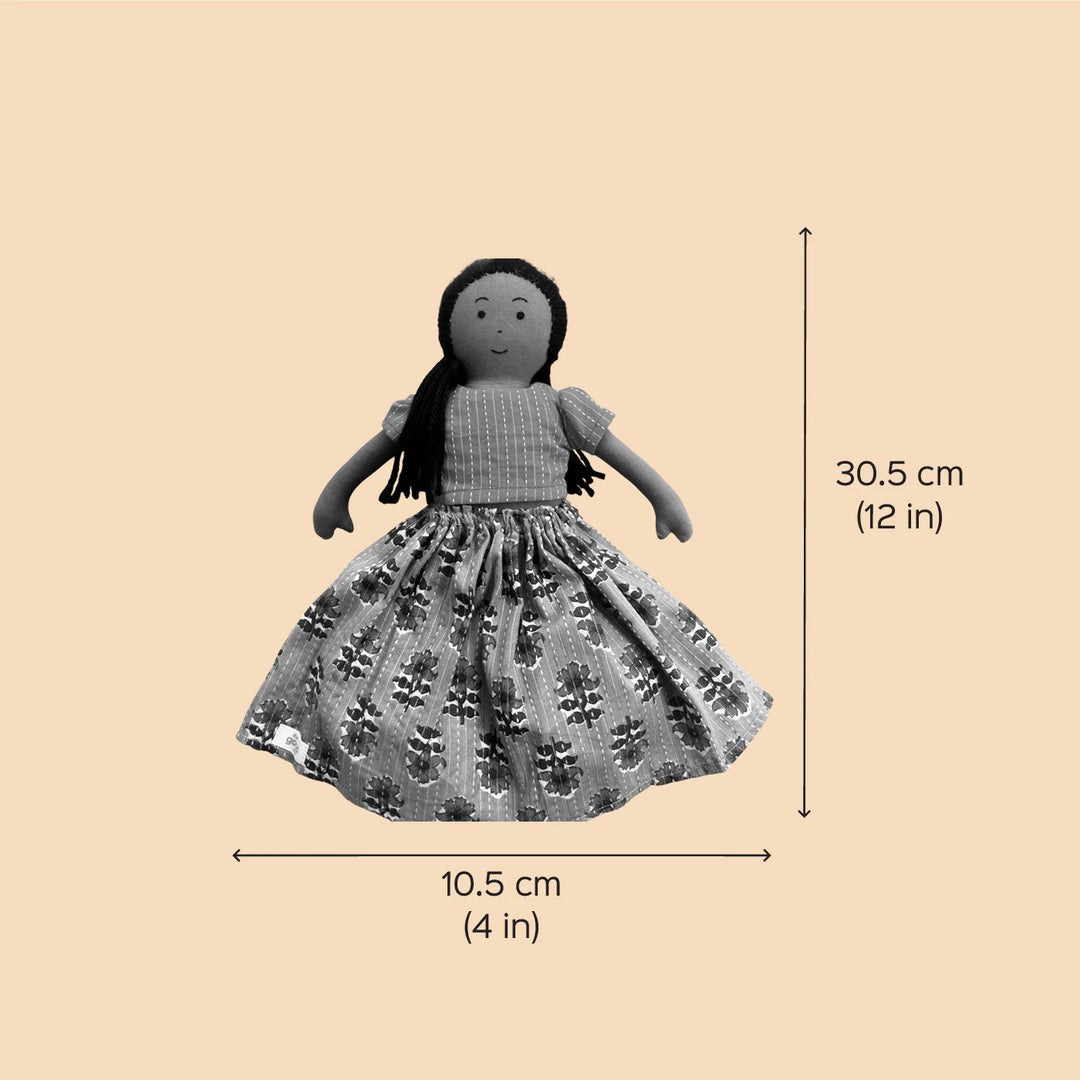 Nilah's (Elder Sister) Malai In Yellow & Orange Dress | Soft Hand-Stitched Sustainable Indian Play Doll