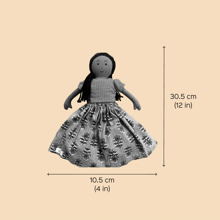 Nilah's (Elder Sister) Malai In Yellow & Orange Dress | Soft Hand-Stitched Sustainable Indian Play Doll