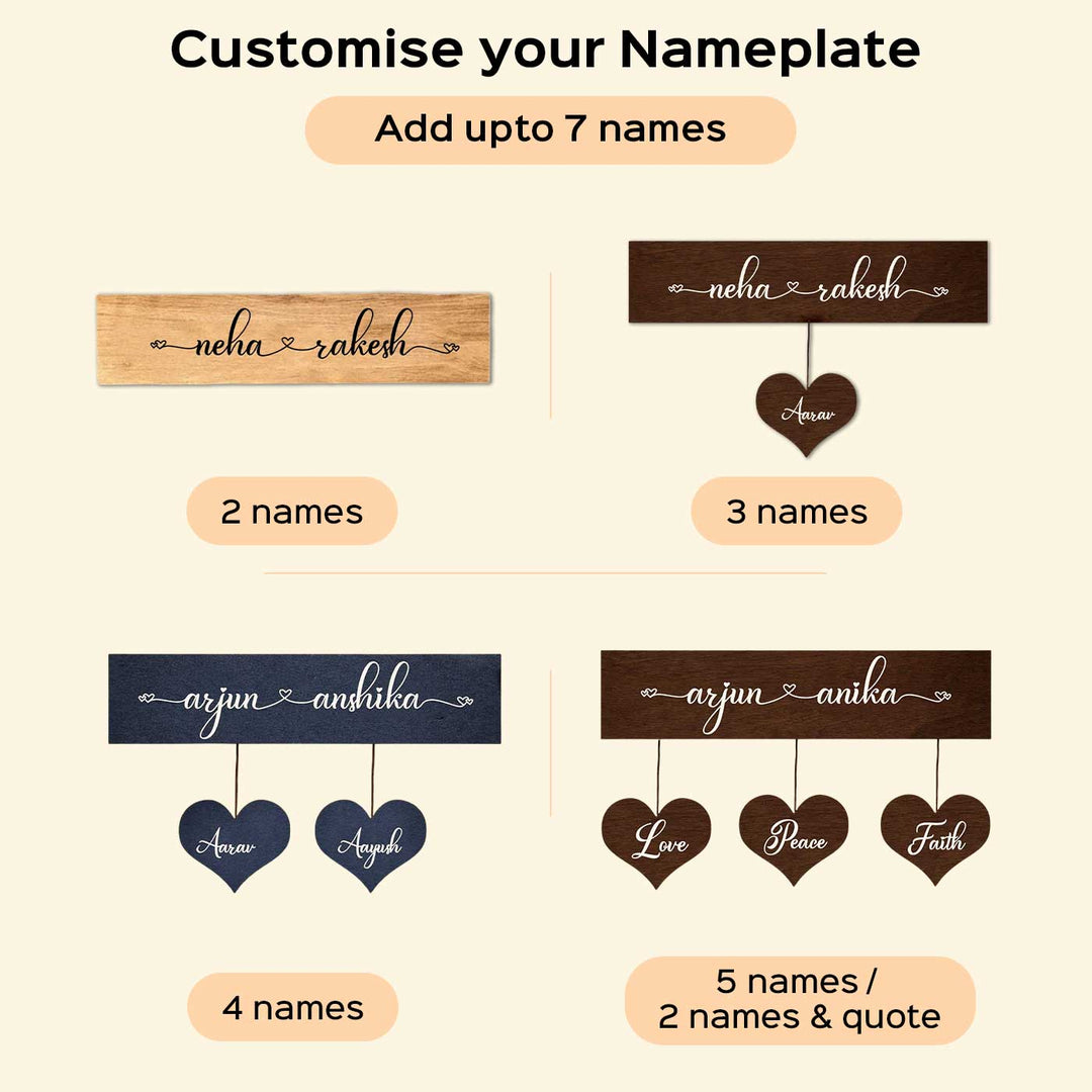 Minimalist 3D Name Plate For Couples 1 - Name Personalization Example with Variations