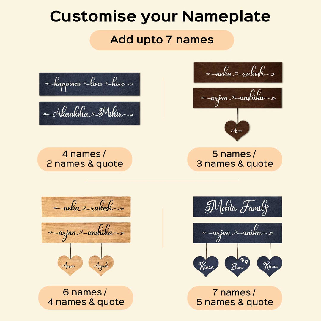 Minimalist 3D Name Plate For Couples 1 - Name Personalization Examples with Variations