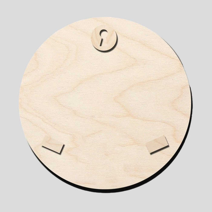Printed Pink Floral Wooden Round Nameplate For Couples - Back View Showing Mounting Slots