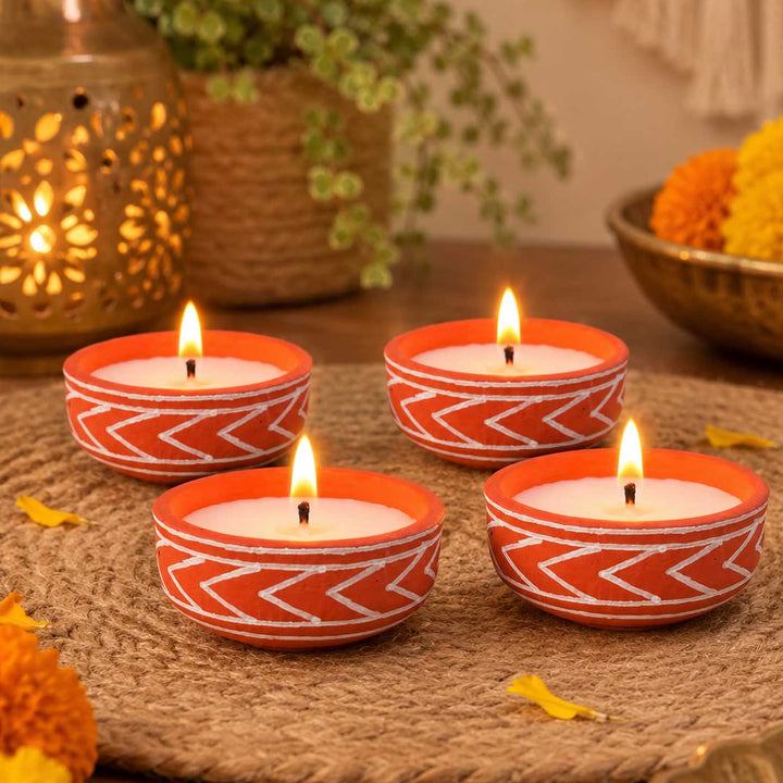 Customized Hand-Painted Arrows Terracotta Soy Wax Candle