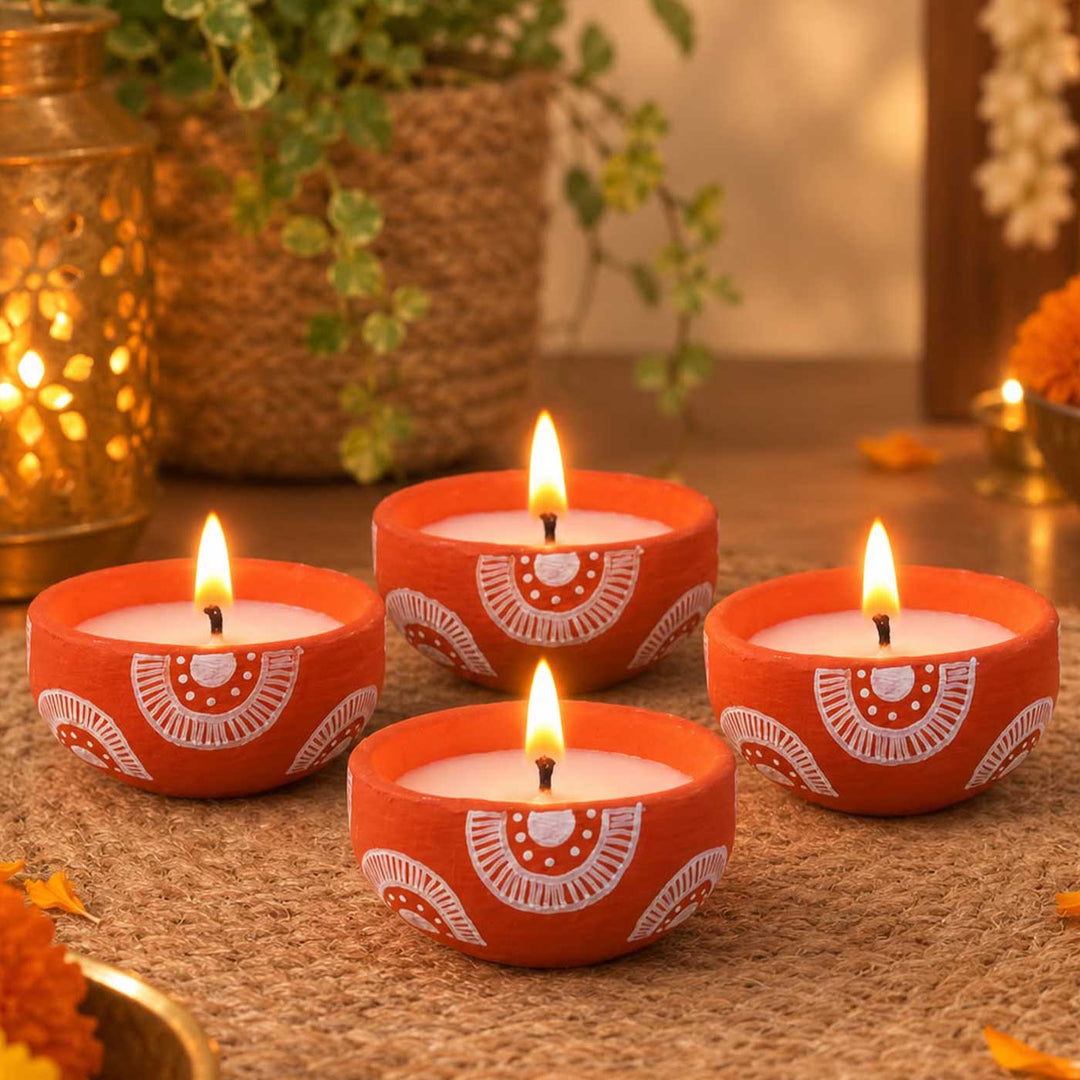 Customized Hand-Painted Rainbow Terracotta Soy Wax Candle