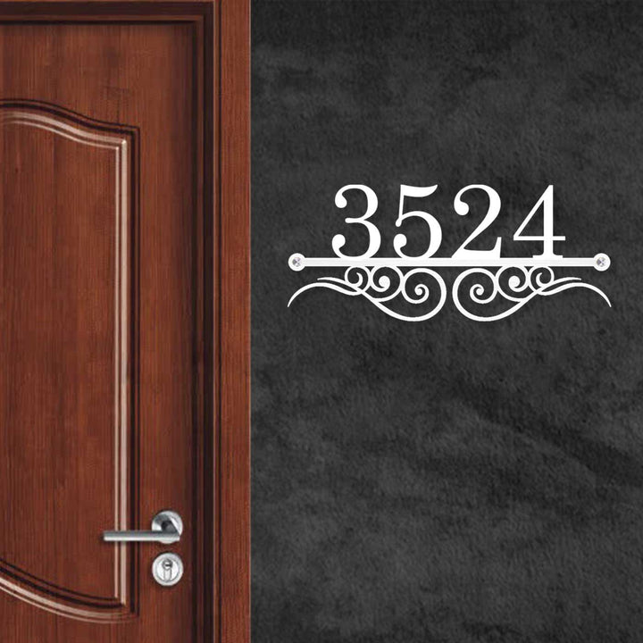 Personalized Laser Cut Elegant Design Steel Name Plate 20 - Mounted on Exterior Wall Near Door