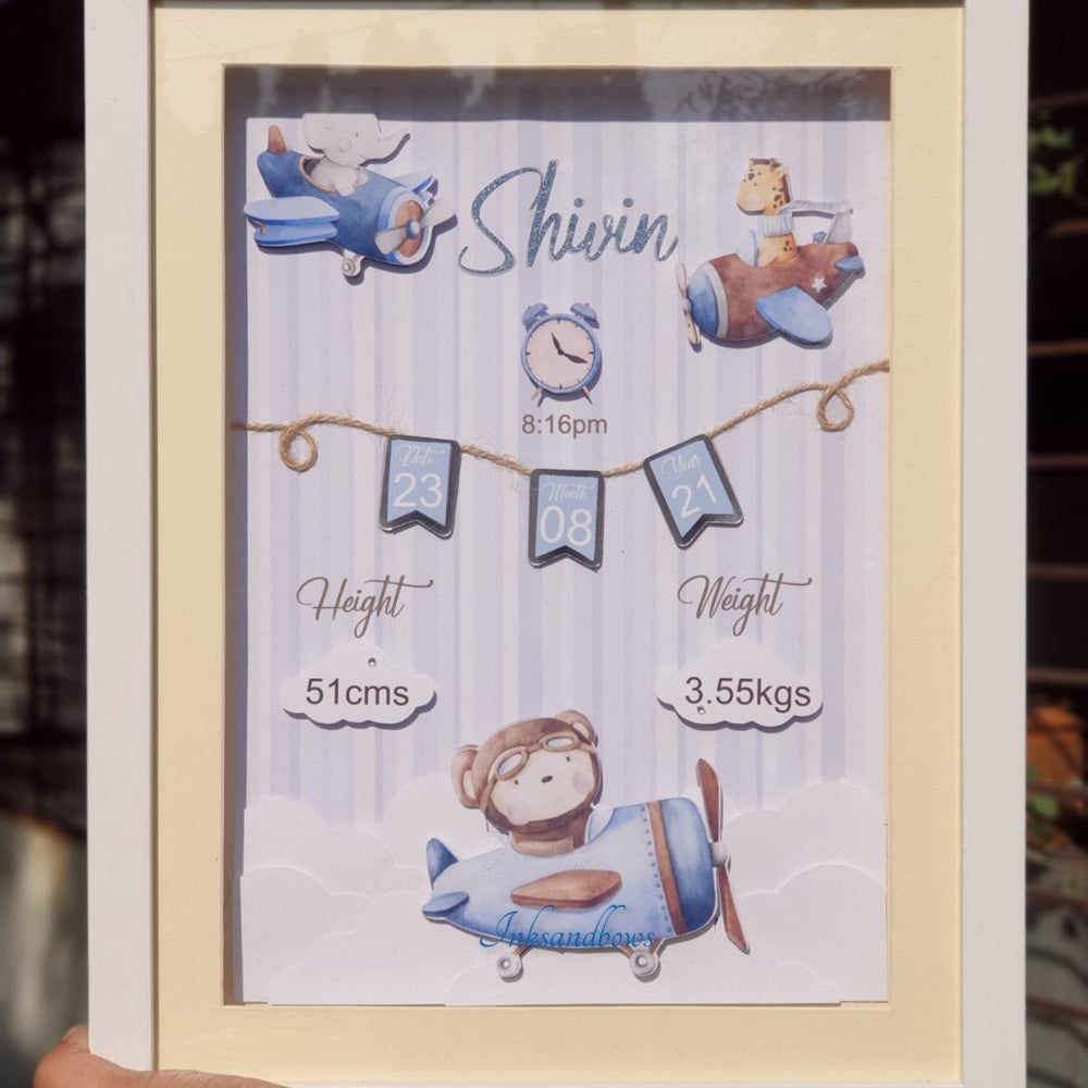 Personalized Kids Shadow Box Frame With Lights - Front View of Personalized Frame