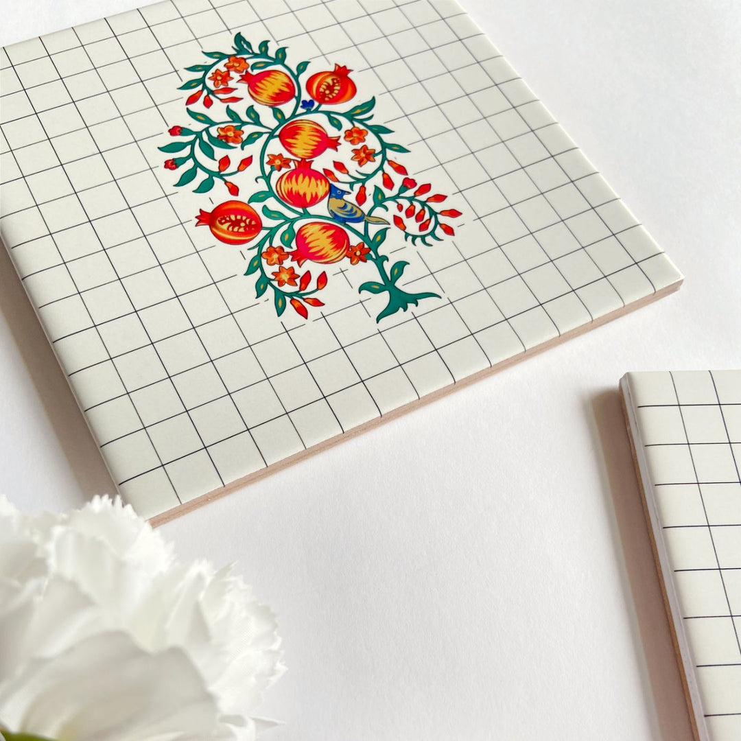 Floral Ceramic Wall Tiles Decor I Set of 2