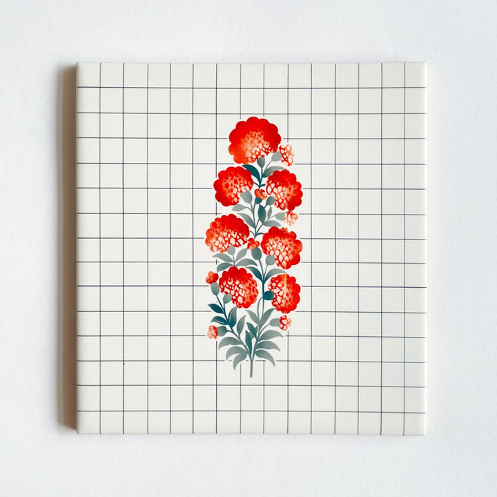 Floral Ceramic Wall Tiles Decor I Set of 2