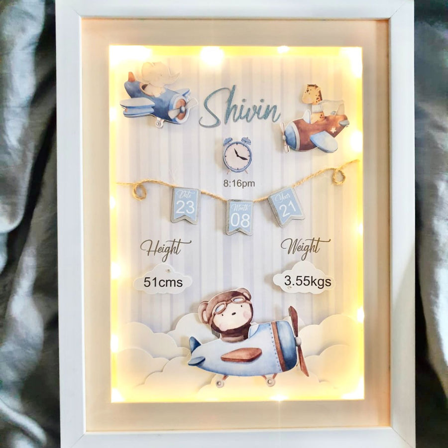 Personalized Kids Shadow Box Frame With Lights - Framed Backlit Personalization Display