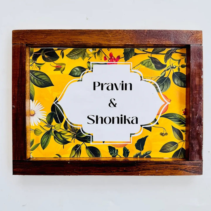 Yellow Garden Personalized Framed Rectangle Resin Name Plate