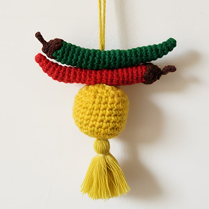 2 Pc | Handmade Crochet Nimbu Mirchi Hangings