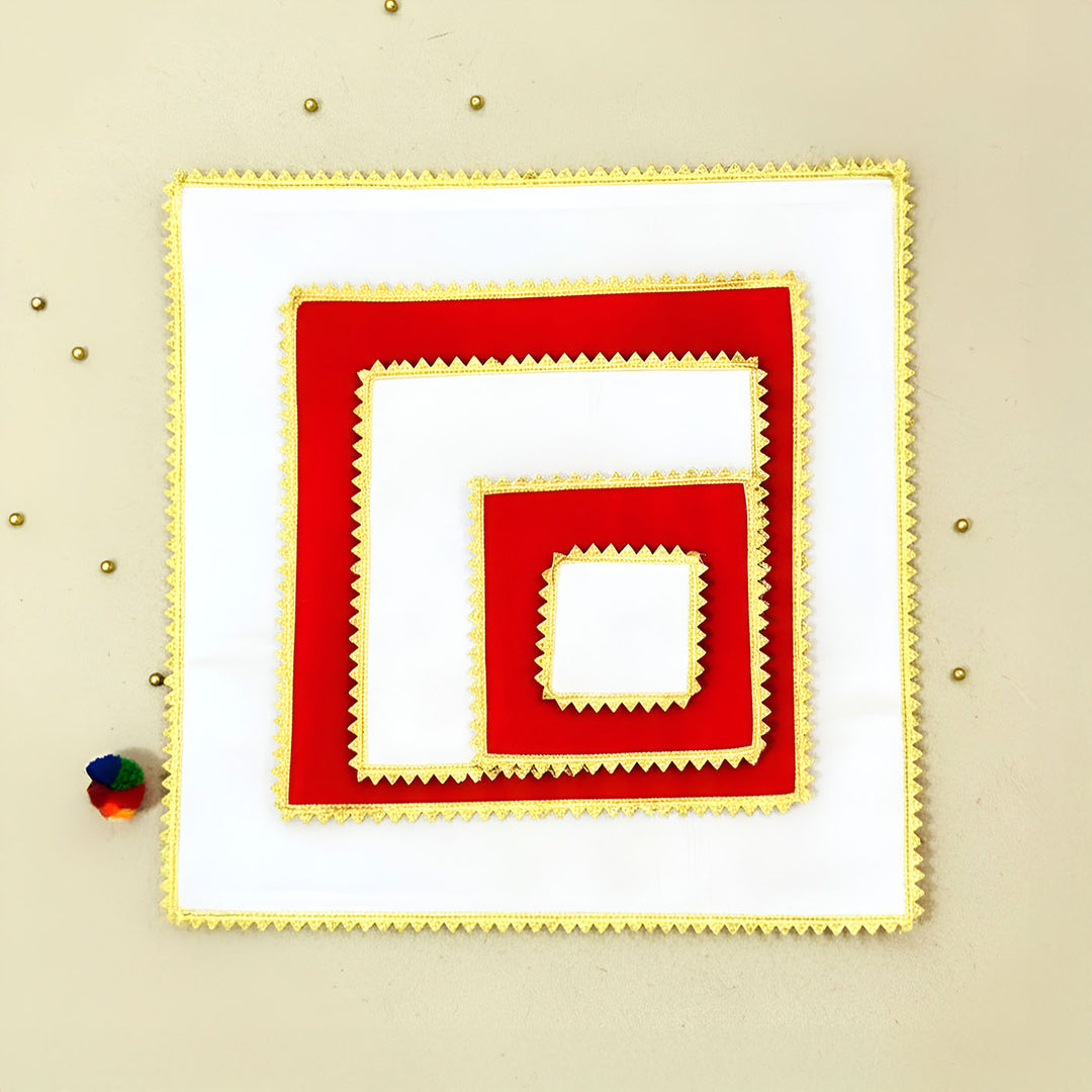Handmade Square Raw Silk Pooja Asan/Rangoli Mat | Set Of 4