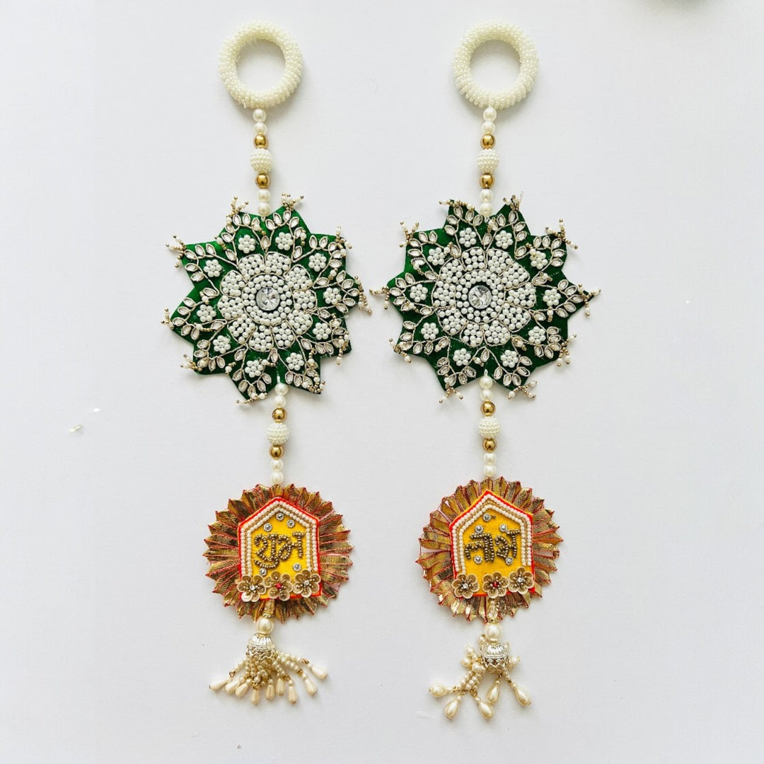 2 Pc | Handmade Zardozi Beaded And Sequin Shubhlabh Silk Hanging