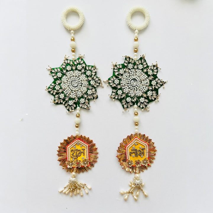 2 Pc | Handmade Zardozi Beaded And Sequin Shubhlabh Silk Hanging