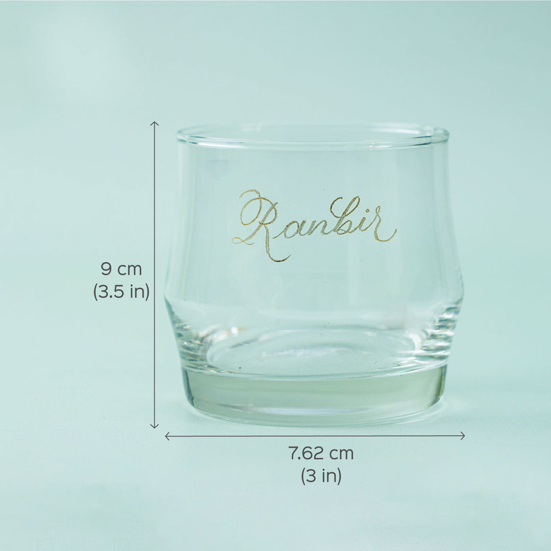Personalized Ocean Glass with Engraved Calligraphy Lettering | Set of 2