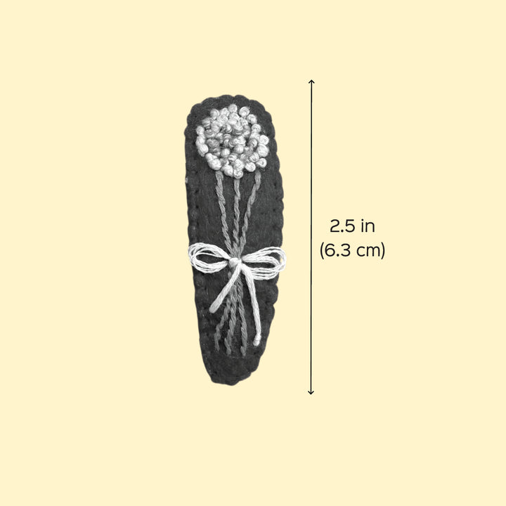 Hand-Embroidered Roses & Knots Hair Clips | Set of 2