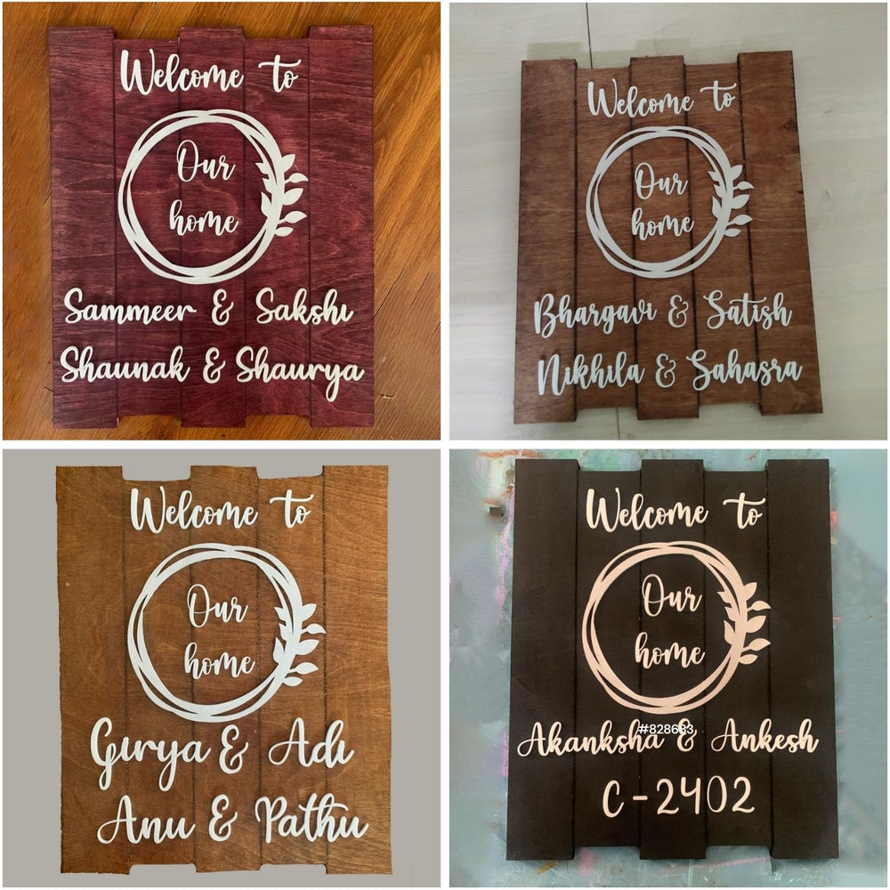 Floral Wreath Name Plate Our Home - Name Personalization Examples Front View