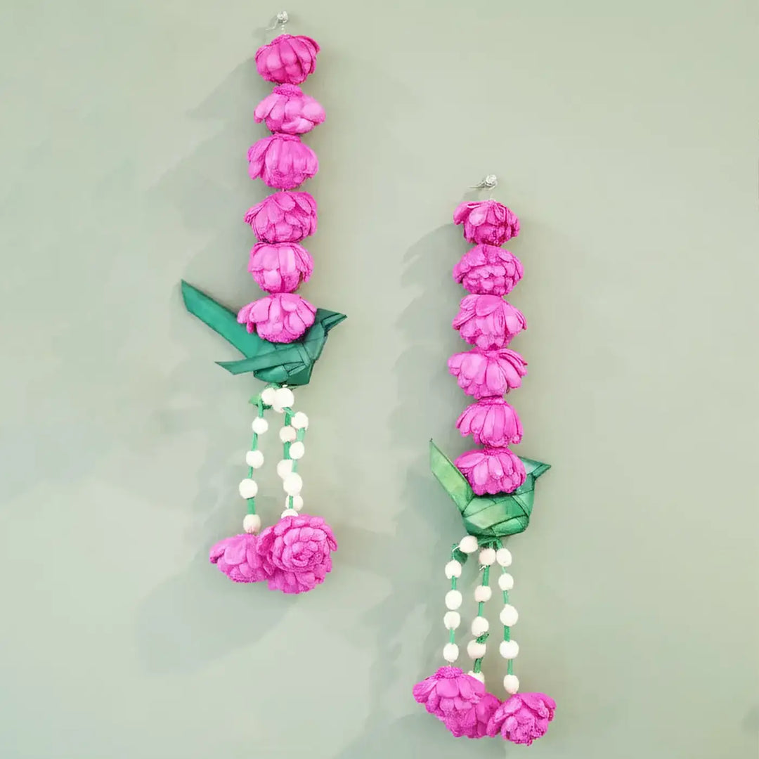 2 Pc | Handmade Magenta Aura Shola Flower Hangings