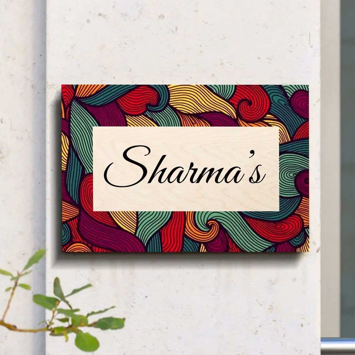 Personalized Contemporary Name Plate Mdf Wood Name Plate - Mounted on Outdoor Wall