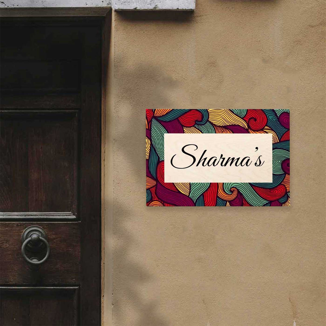 Personalized Contemporary Name Plate Mdf Wood Name Plate - Mounted on Exterior Wall Next to Door