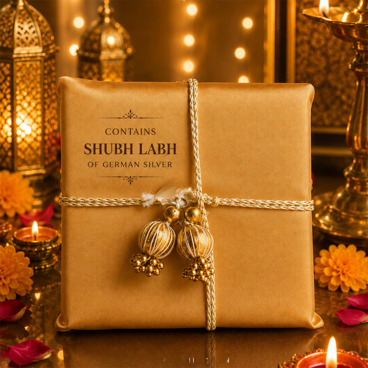 Green Chai & Diya Metal Jute Basket Diwali Gift Hamper With Tea Kettle, Mug And Matka Soy Wax Candle For Festive Gifting