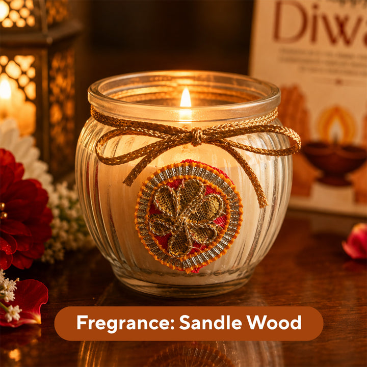 Green Chai & Diya Metal Jute Basket Diwali Gift Hamper With Tea Kettle, Mug And Matka Soy Wax Candle For Festive Gifting