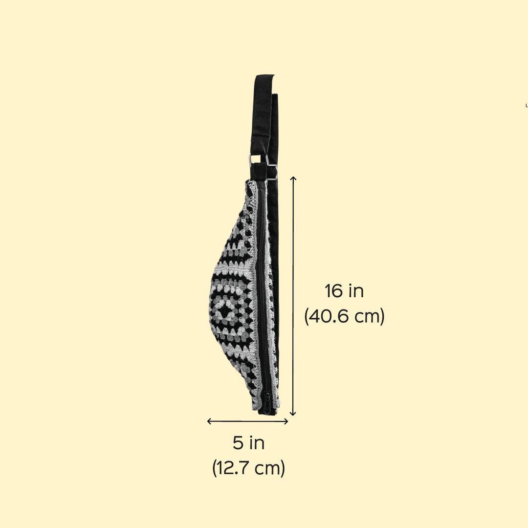 Monochrome Crochet Fanny Bag