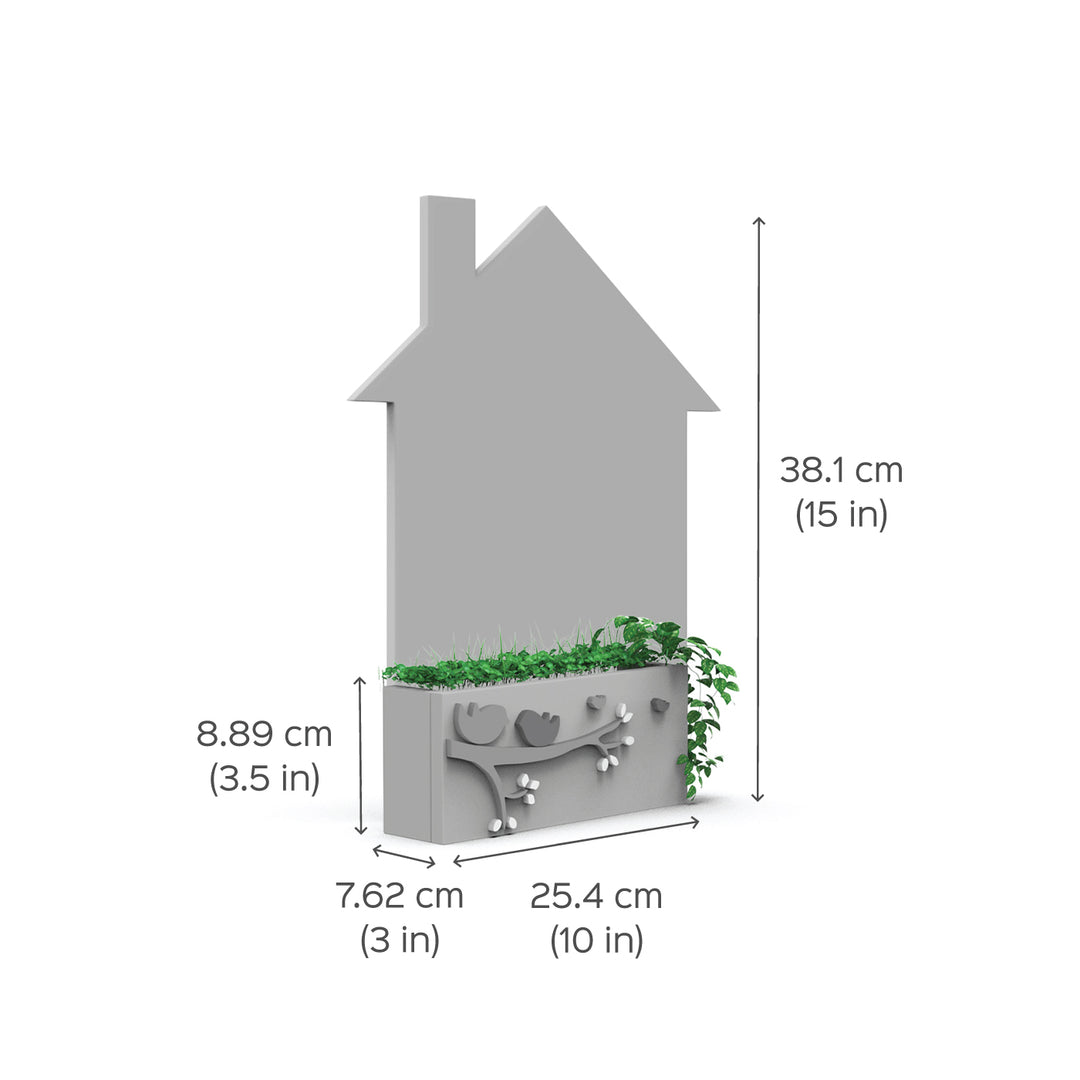 House Shaped Name Plate With Planter And Ganesha - Dimension Chart with Plant Display