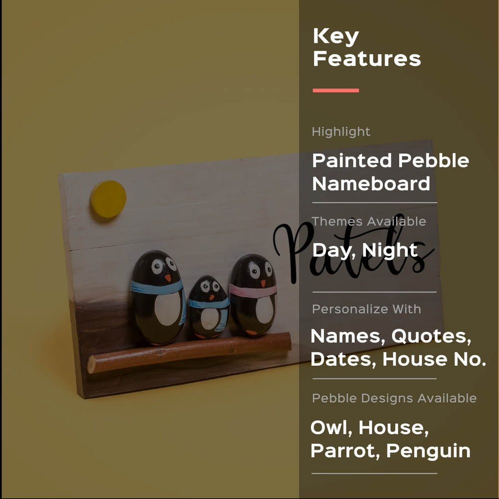 Hand Painted Three Penguin 1 - Front View with Painted Pebbles