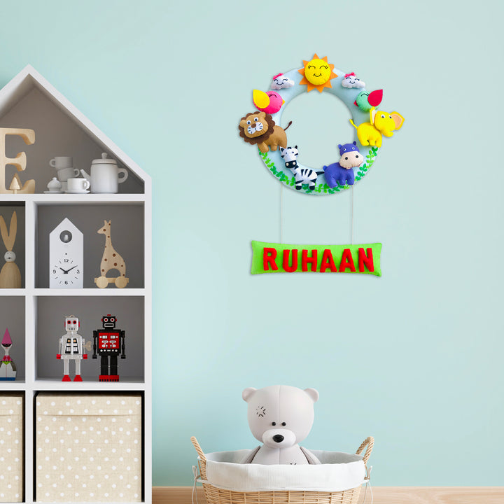 Handmade Personalized Jungle Safari Themed Felt Kids Name Hanging 5 - Hanging on Wall with Name Personalization