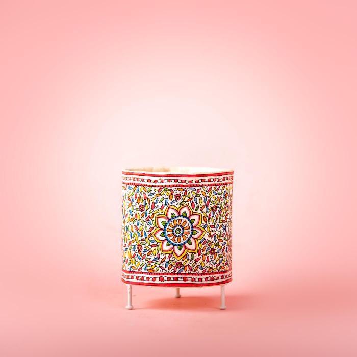 Ocean Flower & Scallops Cylindrical Tholu Bommalata Mini Tealight Lamp | 6 inches
