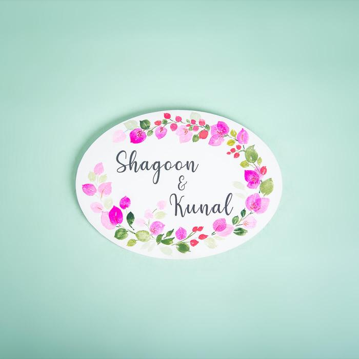 Oval Hand Painted Name Plate 10 - Front View Showing Name Personalization