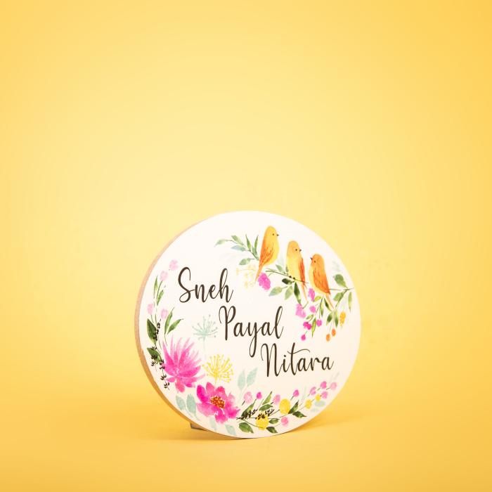 Oval Hand Painted Name Plate 11 - Front View on Flat Surface