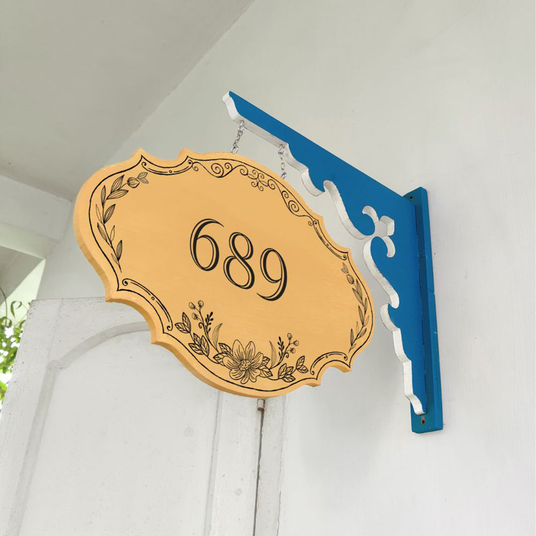 Hand Painted Victorian Oval Cut Hanging Name Plate 7 - Hanging Signboard Side View