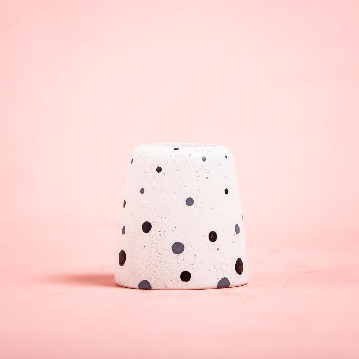 Ellip Planter with Dots - White