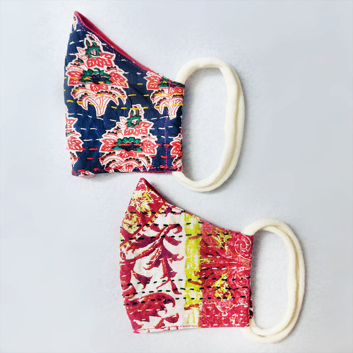 Kantha Print Fabric Masks - Set of 2