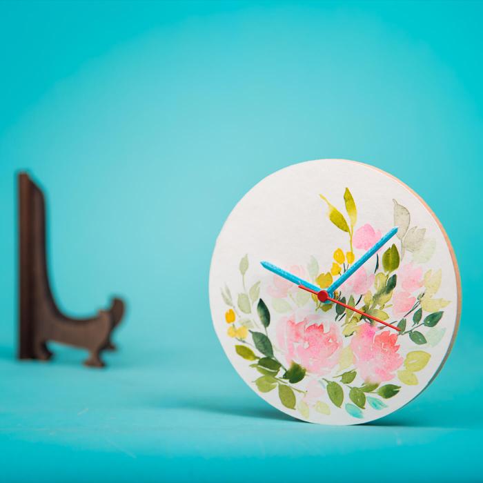 Table Clock with Floral Design