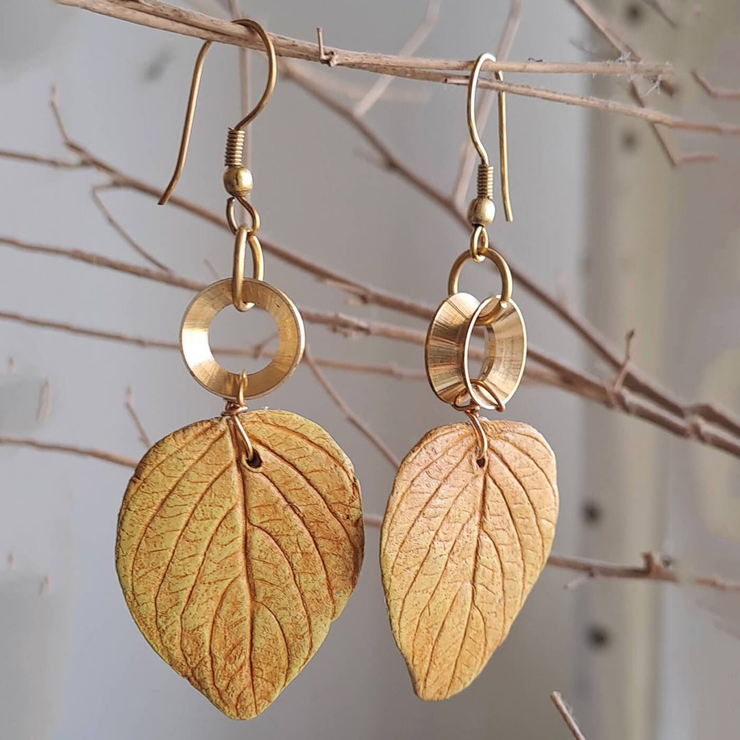 Paper Mache Wild Leaf Ochre Dangler