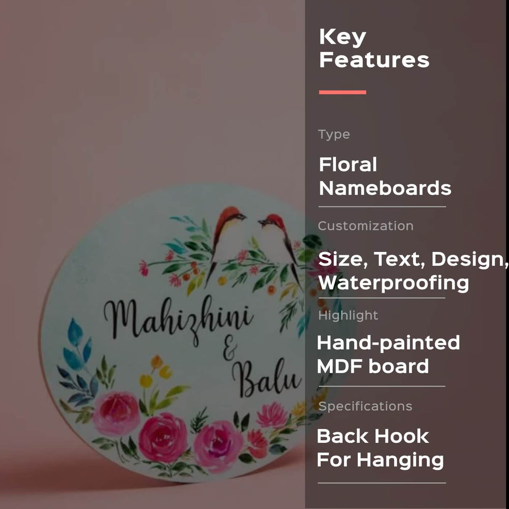 Oval Hand Painted Name Plate 31 - Front View with Text and Design