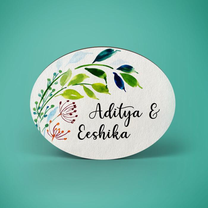 Oval Hand Painted Name Plate 13 - Front View with Name Personalization