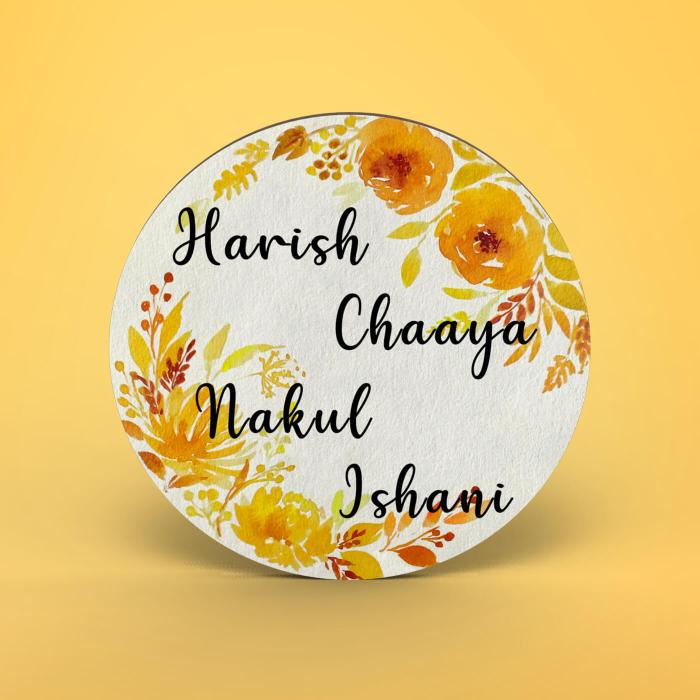 Circle Hand Painted Name Plate 1 - Front View with Name Personalization