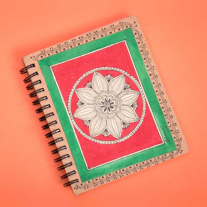 Madhubani Mandala Spiral Jotbook - A6