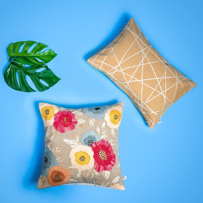 Square Cushion Cover (Set of 2) - Multi Floral Design