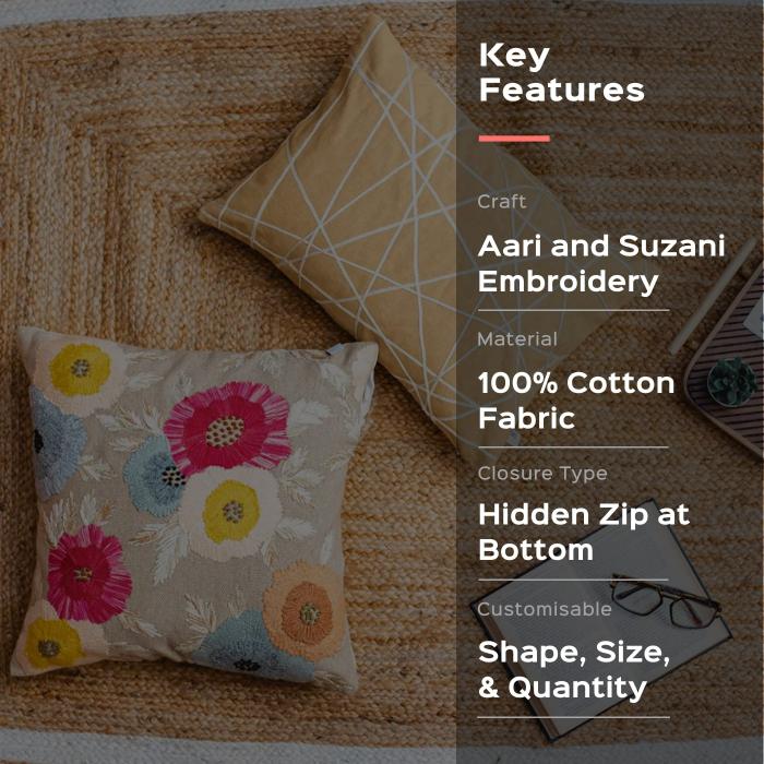 Square Cushion Cover (Set of 2) - Multi Floral Design