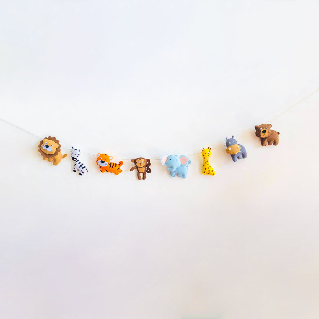 Handmade Animal Felt Kids Bunting - Hanging Garland Front View
