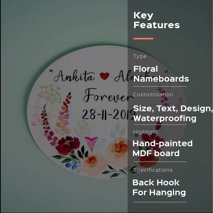Oval Hand Painted Name Plate 29 - Front View with Personalization Example