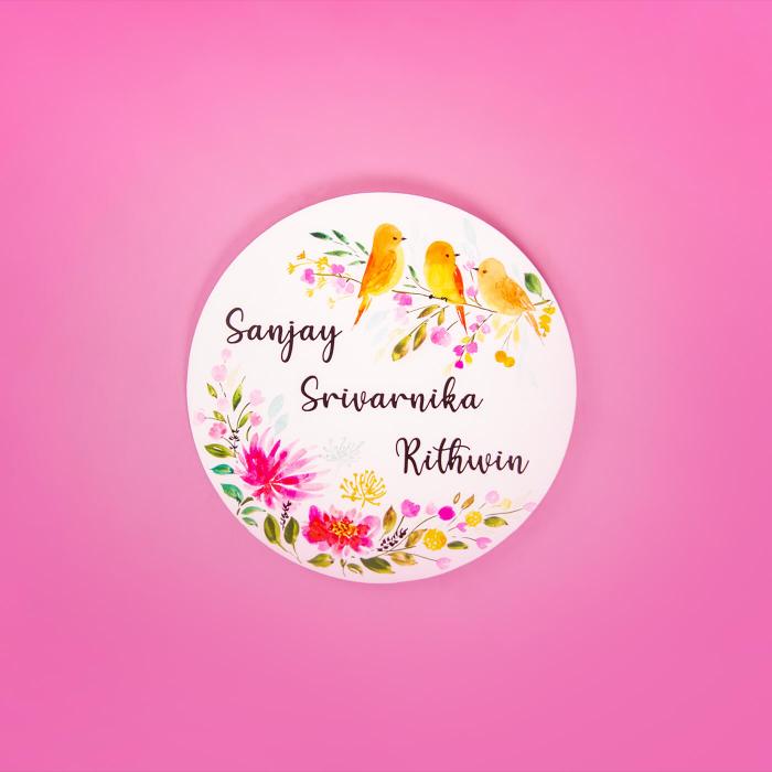 Circle Hand Painted Name Plate 3 - Name Personalization Example Front View