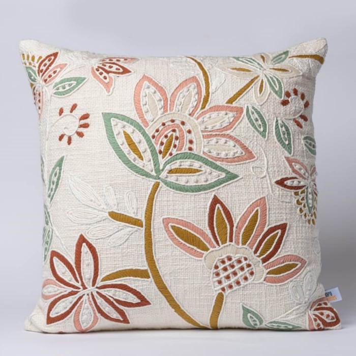 Square Cushion Cover (Single) - Natural Abstract Floral